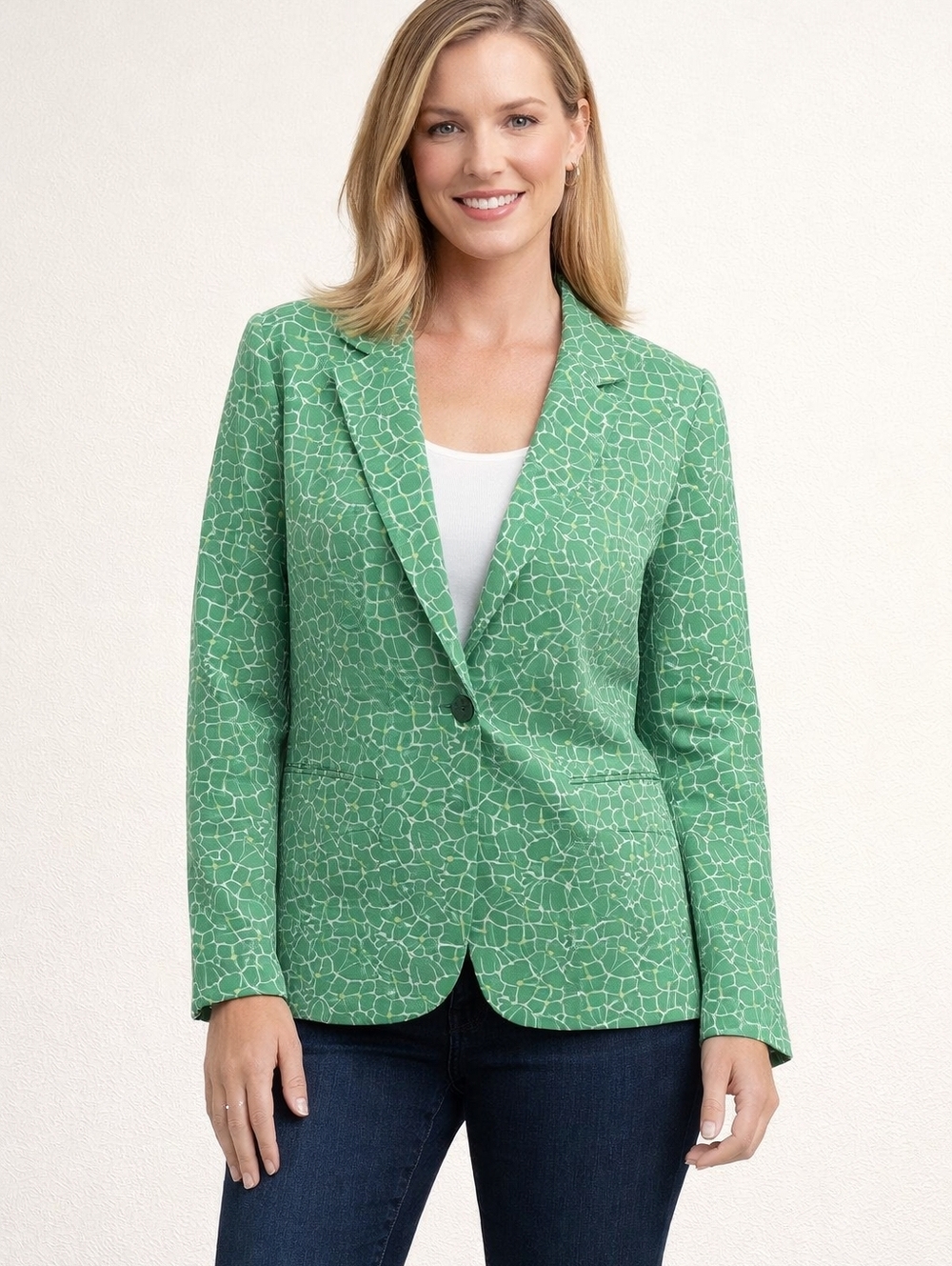Talbots Women's Blazer in Green & White Floral Pattern NWT SZ L